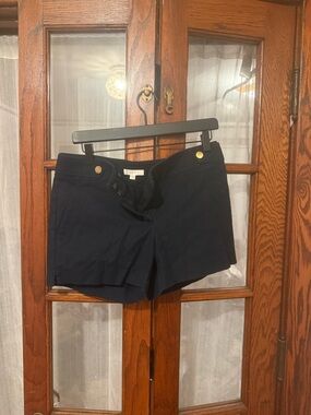 LOFT Navy High-Rise Button-Front Women's Bermuda Shorts